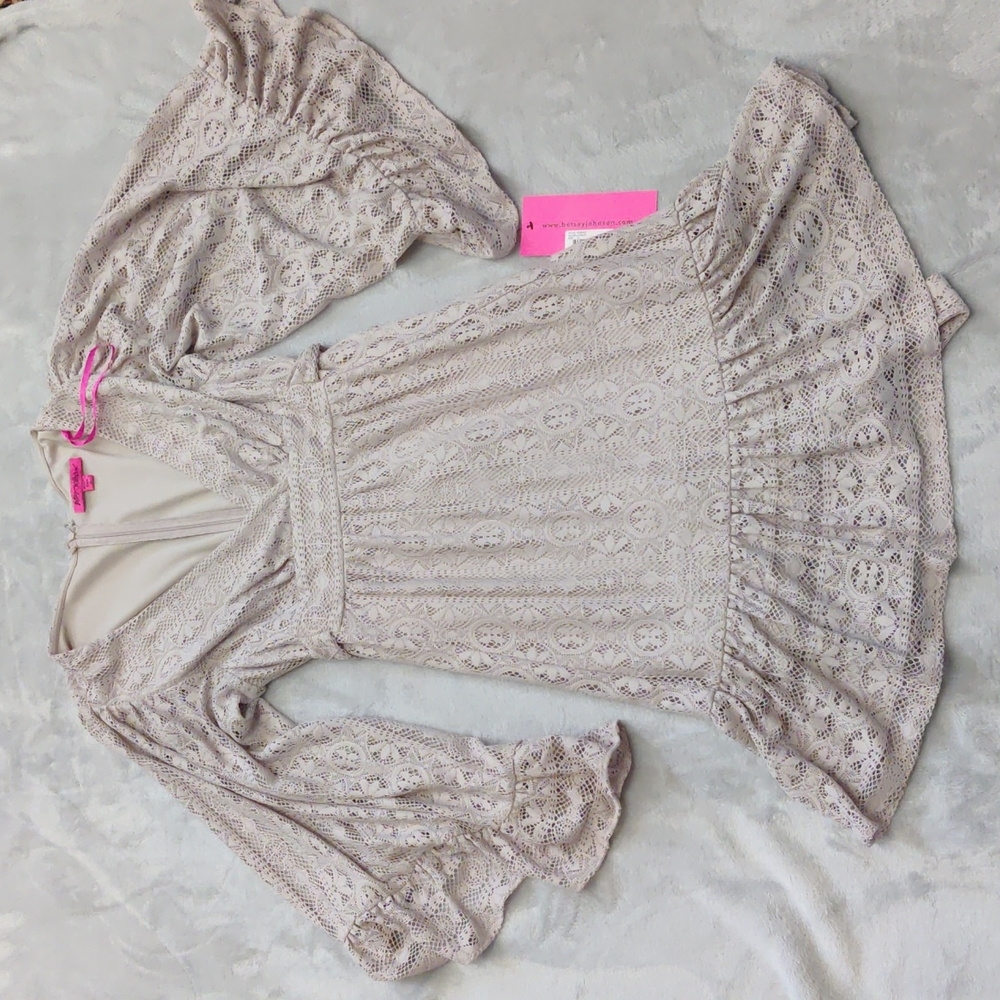 Betsy Johnson Lace Bell-Sleeve Dress, Size 10